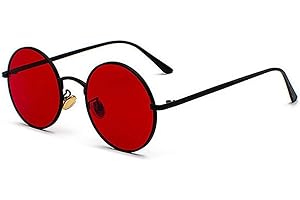 BOUACOUA Occhiali da Sole Rotondo Stile Vintage Steampunk Occhiali da Sole Retro Protezione UV400 Montatura Metallica