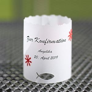 10x Lichthülle Windlichter Tischdeko Taufe Kommunion Konfirmation Fische Handarbeit binnbonn