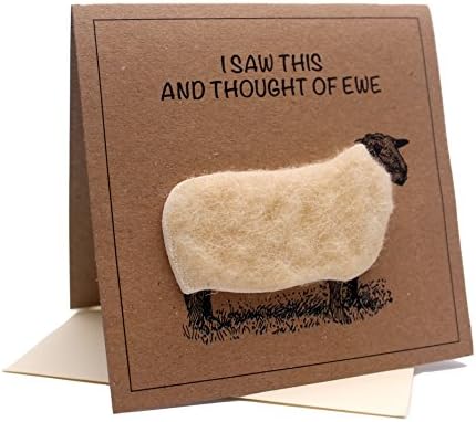 Sheep (I Saw This and Thought of EWE) Greeting Birthday Card (Anniversary/Blank Inside)