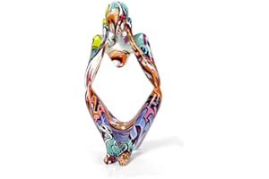 JAUHMUI Modern Thinker Sculpture Decoration, Colourful Large Thinker Figure Ornaments, Creative Colourful Graffiti, Abstract Resin, Statue, Minimalist Art, for Living Room, Bedroom, Office, Desktop(Style 3)