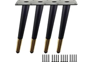 TempFoo Piedini per Mobili in Metallo 4 Pezzi Gambe per Mobili Cono Inclinati Con Base in Gomma Antiscivolo Fai da te per Mobile Tv Divano Mobile Tavolino Stile Medievale Oro Nero (20 cm)