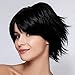 THZ Natural Women's short Dark Black Straight Heat resistant Cosplay Full Hair Wigs