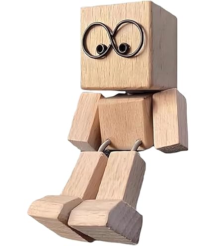 Schüttelmann Holzfigur - Wackelnder Holzmann Mit 12 Magnetischen Gesichtern