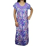 Indiatrendzs Women Hosiery Cotton Maxi Nighty Printed Nightwear Night Gown Bust size (42) (PURPLE)