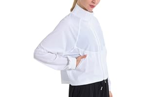 SEAUR Veste de Sport Courte Femme Protection Solaire Veste de Yoga pour Femme Veste de Alpinisme à Séchage Rapide Jogging Yoga Pilates Noir Blanc Bleu