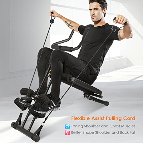 INTEY Sit Up Bank klappbare Trainingsbank, 6 in 1 Multifunktions-Hantelbänke für Sit-up, Verstellbare Bauchtrainer mit Expander und LED Trainingscomputer für den Heimgebrauch, Schwarz - 5