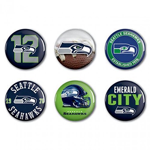 'officielle NFL 'Seattle Seahawks Button, Badge, broches en tant que Lot de 6