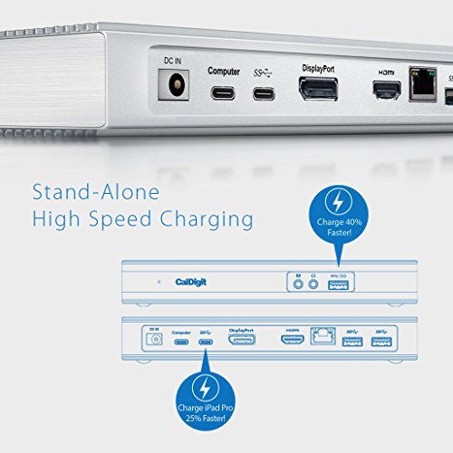 CalDigit USB-C Dock: Laden von Retina MacBook, MacBook Pro 2017, iMac Pro 2017, iMac 2017, MacBook 2017, Pixel oder XPS 13. Unterstützt Apple SuperDrive; USB Typ-C, HDMI, DisplayPort, Ethernet LAN, Audio/Mikrofon, Thunderbolt 3 kompatibel (incl. zertifiziertem 0.5 M-Kabel, EU-Netzstecker) - 3