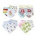 Bebedou Lovely Cotton Embroidered Bandana Bibs 6 Pack newborn gift pack super absorbent drool bibs , baby shower gifts , boys , girls, unisex (blue pack)