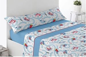ENCA Valentina Home Juego de sábanas Verano, microfibras 3 Piezas Infantil, Dibujos Tacto Extra Suave. (Talla: Cama 90). (Camiones)