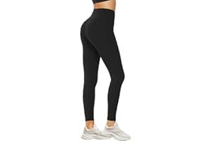 DDOBB Leggings Damen High Waist Sportleggins Lang Schwarz Leggins Blickdicht Bauchweg Sporthose Elastisch Yogahose Gym Festival Outfit