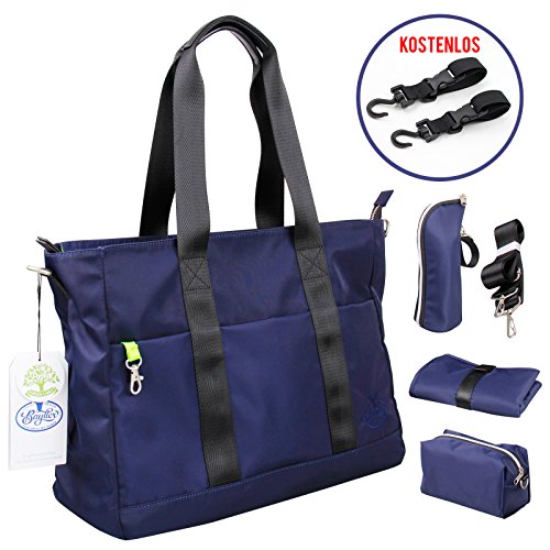Preisvergleich Produktbild BAYTTER® multifunktionale Wickeltasche Set Schultertasche aus Nylon für Flaschen, Windeln, Babykleidung usw. wasserdicht, eine Geldtasche mitgeliefert, schönes Design, BPA-frei und kein Geruch, dunkelblau (blau)