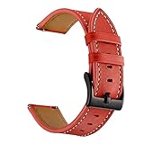Igemy-Uhrenarmband Echtes Lederband Handgelenkriemen Armband für Xiaomi Huami Amazfit Bip Jugenduhr (Rot)