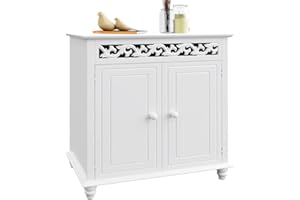 Casaria® Kommode Weiß Wohnzimmer Flur Holz Sideboard 2 Türen Landhaus Stil Schlafzimmer Kommodenschrank herausnehmbarer Boden Schmal 76x65x35cm Klein