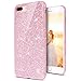 Produktbild KunyFond Glänzend Glitzer Schutzhülle Silikon Hülle Diamant Crystal Clear TPU Handyhülle Case Durchsichtig Transparent Weichem Tasche Bumper Schale für iPhone 7 Plus/8 Plus (Rosa)