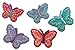 Produktbild Belldessa 5 er Set Schmetterling bunt 3,2 cm * 2,2 cm Bügelbild Aufnäher Applikation - blau + lila + rosa + türkis + rot - Glitzer Patch
