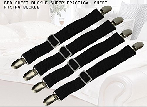 elinka Verstellbare Clips Bett Tabelle gurthalteband Strapse Bett Tabelle Greifer Halterungen Band Bezug Matratze Strapse Greifer Halter Set von 4 - 4