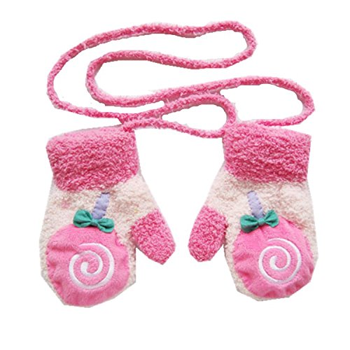 BuyHere Unisex Baby Cartoon Coral Fleece Gloves, Bonbon