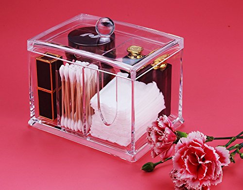 Boxalls Klar Acrylic Makeup Cotton Organizer Wattestäbchen Aufbewahrungskiste Jewelry Schmuck Box Baumwoll Organisator - 7