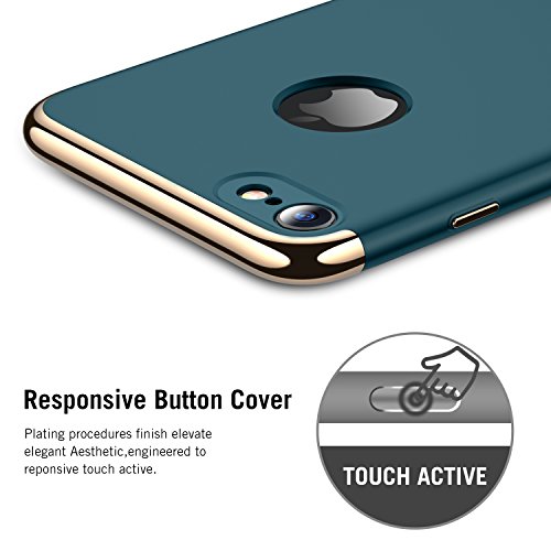 iPhone 7 Case, RANVOO 3 in 1 Hard Slim Anti-Scratch Shockproof Electroplate Frame with Coated Surface Case for Apple iPhone 7 (2016), Dark Green [LOGO VISIBLE]