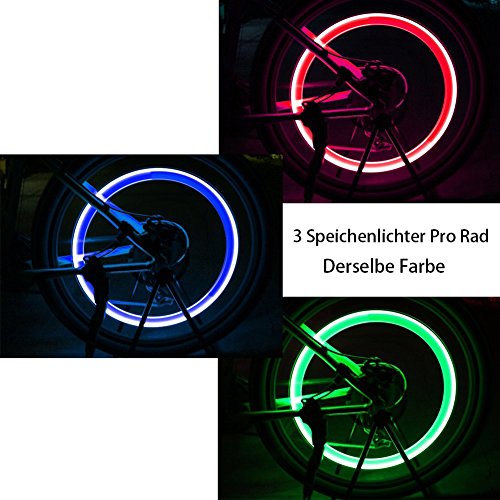 Goldfox® 4x Fahrrad Rad LED Speichen Licht Lampe Blinker Spoke Beleuchtung Rot Gelb Grün Mehrfarbig - 5