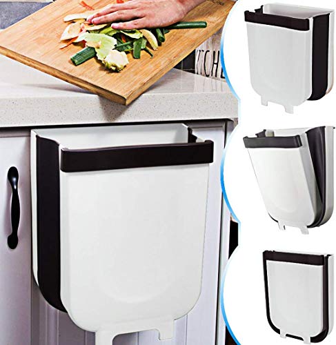 LWRhome Contenedor de Basura Plegable para Puerta de gabinete de Cocina, 8 L Contenedor de Basura pequeño multipropósito Contenedor de Basura Cubo de Almacenamiento de residuos (Blanco)