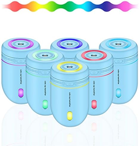 Cool Mist Humidifier Air Purifier, Aromatherapy Diffuser Humidifiers, Tonyhoney 220ML Night Lights Effect Auto Shut Off Air Freshener for Car, Bedroom, Home, Yoga, Office, Spa, Baby Room,Travel (Blue)