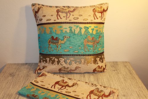 Züleyha Kissenbezug Kissenhülle Sitzkissen cushion cover orientalisch osmanisch (45x45 cm, türkis 088-devtr)