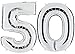 Produktbild PartyMarty Ballon Zahl 50 in Silber - XXL Riesenzahl 100cm - zum 50. Geburtstag - Party Geschenk Dekoration Folienballon Luftballon Happy Birthday