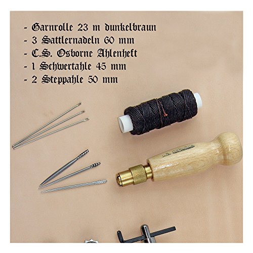 Leder Nähen Starter Set I, Leder Werkzeug (16 teilig) - 3