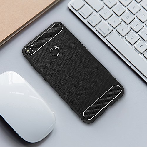 AICEK Funda Huawei P8 Lite 2017  Negro Silicona Fundas para Huawei P8 Lite 2017 Carcasa P8 Lite 2017 Fibra De Carbono Funda Case