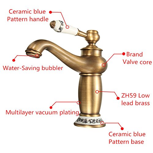 KING DO WAY Wasserhahn antiken bronze Messing becken spuele wasserhahn single mit wasserhaehne Antique bronze - 3
