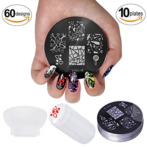 NEW 2012 Cheeky Set of 10 Nail Art Nailart Polish Stamp Stamping Manicure Image Plates Accessories Set + Stampr and Scraper Kit.