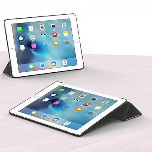 Almondcy schmale iPad Hülle für Apple iPad mini1 & iPad mini2 & iPad mini3 (mit eingebautem Ständer und Front/Rücken Schutz und eingebautem Magnet, Schlaf/Wecken Funktion) schwarz iPad Mini1/2/3 - 3