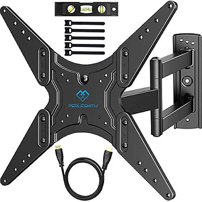 PERLESMITH Support Mural TV - Pivote, Incline et Étend Le Support TV -pour écrans 26-55 Pouces LED LCD Plasma et Courbé - Peut Contenir Jusqu'à 40 kg, Max. VESA de 400x400mm - avec Câble HDMI, et Niveau à Bulle