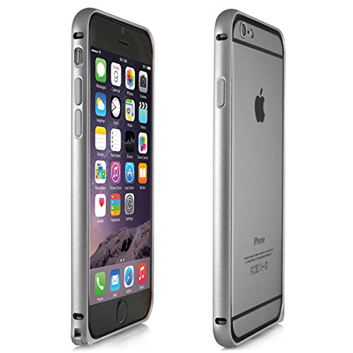 Alienwork Funda para iPhone 6 Ultra-delgada protectora bumper case Aluminio plata AP601-02