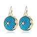 Produktbild Hoverxe 1 Paar mondblauer Himmel Runde Ohrringe, Retro Ohrringe Ohrringe, weibliche ethnische Schmuck böhmischen Anhänger