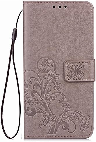 Eaquro Case for HTC Desire 10 Pro Case , Eaquro Floral Pattern Design PU Leather Wallet Case for HTC Desire 10 Pro with Stand Feature - Grey