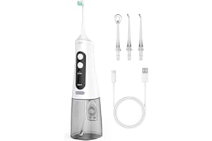 VOTEYO Jet Dentaire Hydropulseur Portable, Jet Dentaire Sans Fil Rechargeable avec 4 Modes Capacité de 350 ml