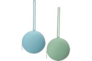 WeSweet Schnullerbox für unterwegs - 2er Pack Silikon Schnullerbehälter Schnullerhalter - Leicht zu Reinigen (Blue/Green)