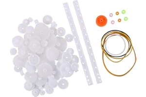 YUNIQUE GREEN-CLEAN-POWER - Kit de 60 Piezas de Poleas y Engranajes de Repuesto | Para Robótica, Drones, Autos RC | Ideal para Proyectos DIY, Blanco, 60 piezas, Plástico