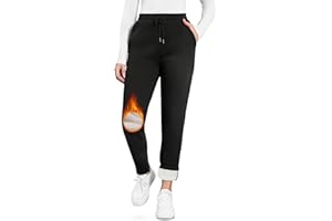 EDOTON Pantalones Chandal Cálidos Mujer Invierno Deportivos con Forro Polar Sherpa Pantalones de Wntrenamiento con Cordón Ajustable con 2 Bolsillos Pantalon de Jogging S-XL
