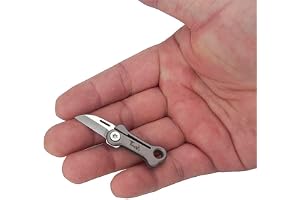 Tungyi Mini hopfällbar fickkniv, EDC liten paketkniv, 2 cm rostfritt stålblad med titanhandtag, ultrakompakt och lätt