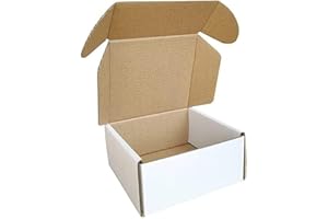 CH-BOX 50 Pack 10x10x5cm (4x4x2'') Small Corrugated Cardboard Postal Boxes White for Shipping Mailing Packaging Royal Mail Small Parcel