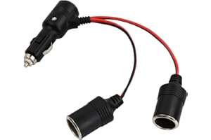 SHENGXI Presa accendisigari per auto, 12 V/24 V, 2 prese, presa accendisigari per auto, con spia di controllo, adattatore per presa auto, cavo di prolunga accendisigari