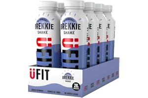 Ufit Brekkie Shake (Blueberry Flavour - 8 x 400ml) - SHAKE UP YOUR MORNING - 28g of Protein - Source of Fibre - Added Vitamins - No Added Sugar (8 x 400ml, Blueberry)