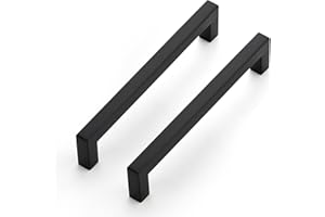 Ravinte 10 Pack Kitchen Door Handles Black Handles for Cupboards 160mm Cupboard Pulls Kitchen Cabinet Pulls Square Bar Wardrobe Hardware Cabinet Door Hardware