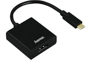 Hama Adaptateur USB-C pour DisplayPort (Connexion de périphériques avec USB 3.1 Type-C au port d'affichage 1.2 Moniteur/TV, Ultra HD, 4k, plaqué or) Noir