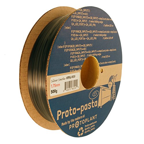 Protopasta PLA 3D Printer Filament | 1.75mm | Silver Smoke Grey Translucent HT PLA | 500g Spool