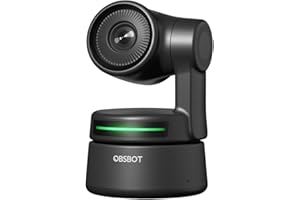 OBSBOT Tiny PTZ Webcam 1080P, Webcam Seguimiento con Control Gestos & Encuadre con IA, Streamcam con Doble Micrófono Omnidireccional, Full HD 1080p, Gran Angular de 90 Grados, Corrección de Poca Luz